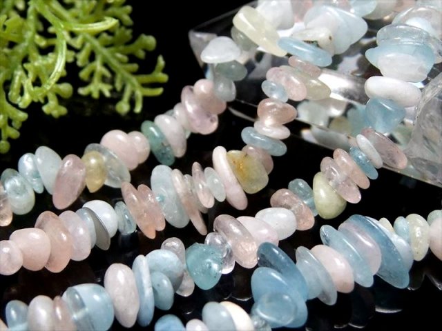 約6mm-11mm MIXベリル さざれ連 約38-40cm 激安奉仕 大人気 MIXベリル 美麗パステルカラー ブラジル産