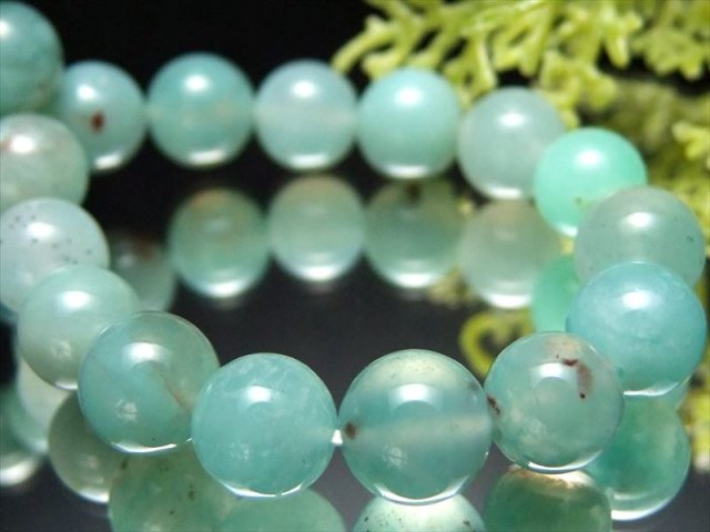 愛に満ちた癒しの石 5A級 ジェムシリカ ブレスレット 8mm-8.5mm×25珠 シリシファイド・クリソコラ 大地、海、森の美しさを持つクリスタル ペルー産 bl-