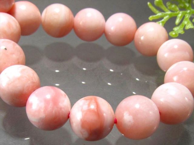 厳選 濃い発色ピンク ピンクオパール ブレスレット 9.5mm-10mm×20珠 愛と神秘の石 一点もの オーストラリア産 bl-