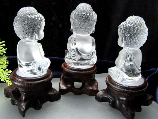 選べる台座2種類 天然水晶 ミニ大仏くん 彫刻置物 高さ35mm-45mm前後