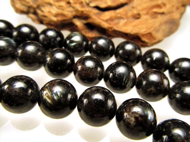 10mm-10.5mm珠 ヌーマイト 一連 約38-40cm 希少石 ブルー&ゴールドの輝き 世界最古のパワーストーン グリーンランド産