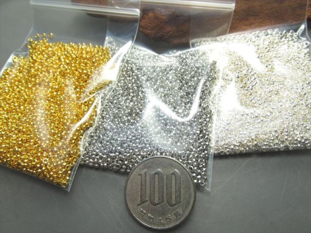 選べる3色 真鍮製 つぶし玉 30gパック 外径約2mm 内径約1.7mm ゴールド シルバー ホワイトシルバー pa-s inmy パワーストーン 天然石