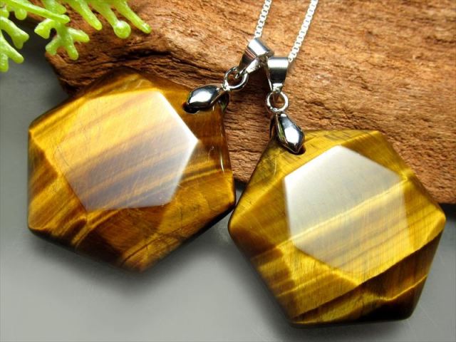 タイガーアイ 六芒星カット ペンダントトップ 石サイズ縦約28mm 1個売り 『金運のお守りに』 南アフリカ産