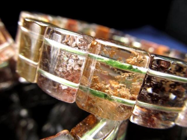 紅葉ガーデンクォーツ バングルブレスレット 幅約14mm 色鮮やか レクタングルタイプ 癒し 健康長寿 透明度抜群 ブラジル産 bl-p