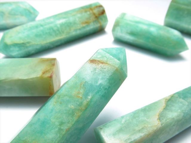 アマゾナイト ポイント 六角柱 重さ30g-50g 幻想的なブルーグリーン