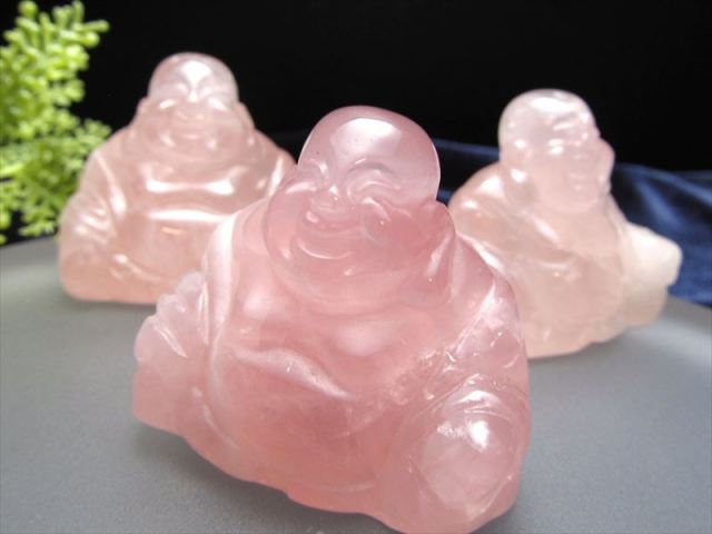 ローズクォーツ 布袋様彫り置物 約30g-45g 極上手彫り彫刻 弥勒菩薩 ミロクボサツ ほてい ホテイ マダガスカル産 パワーストーン 天然石