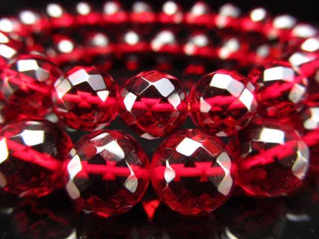 5A ルビーレッド アンバー ブレスレット カットタイプ 約6.5mm-7mm×28珠前後 発色美しいリトアニアアンバー 極上透明 天然琥珀 バルト海産