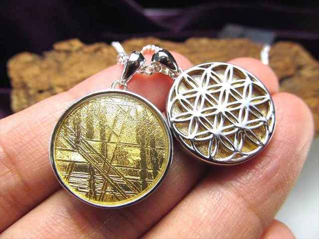 激安宣言 フラワー・オブ・ライフ ギベオンペンダントトップ ゴールド  