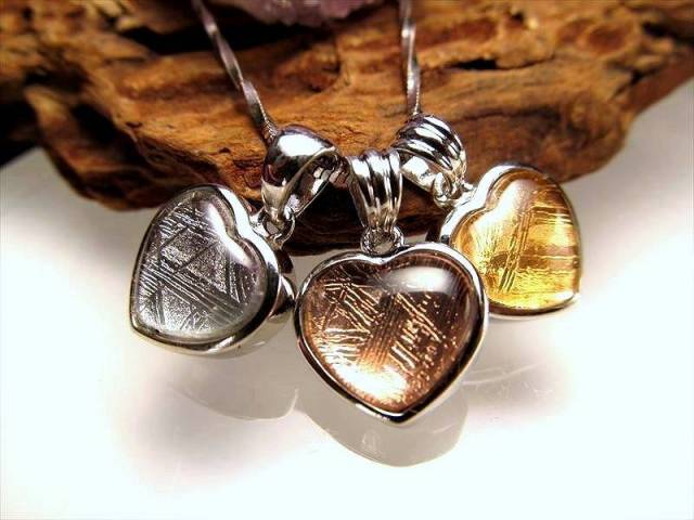 激安宣言 ギベオン ハートモチーフ ペンダントトップ Sサイズ 縦約11mm 1個売り シルバー、ゴールド、ピンクゴールド3種 SILVER925 メテオライト 隕石