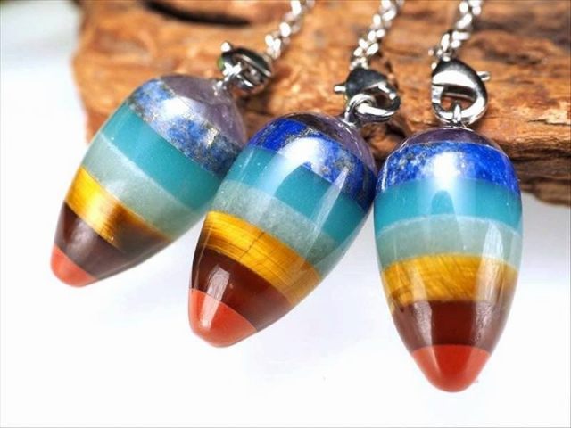 7種チャクラ対応 ペンデュラム タイプC 石サイズ縦約25mm-29mm 1個売り 大人気スピリチュアルグッズ パワーストーン 天然石