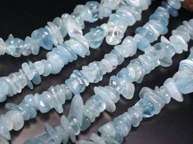 約4mm-15mm アクアマリン さざれ 連 一連 約38-40cm ミルキータイプ 3月の誕生石 ブラジル産