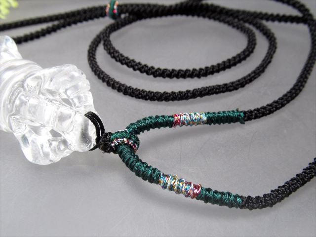 天然水晶 クリスタル五鈷杵 ヴァジュラ デザイン組み紐ネックレス 首