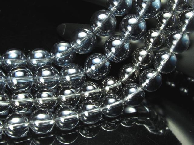 激安宣言 約6mm珠 シルバーオーラ 一連 約37-39cm 天然石 丸玉 ビーズ 蒸着水晶 ブラジル産 sak パワーストーン 天然石