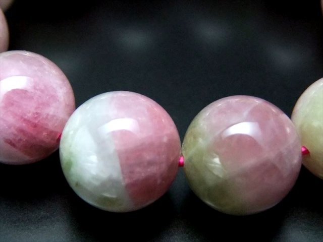 明るめカラー 大粒 4A+ ウォーターメロン トルマリン ブレスレット