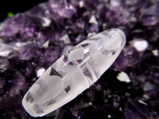 ミニサイズ水晶天珠 蓮師法帽天珠 れんしほうぼうてんじゅ 最大長さ約29mm前後 1個売り 成績向上・合格必勝・名声人望・立身出世 クリスタル製