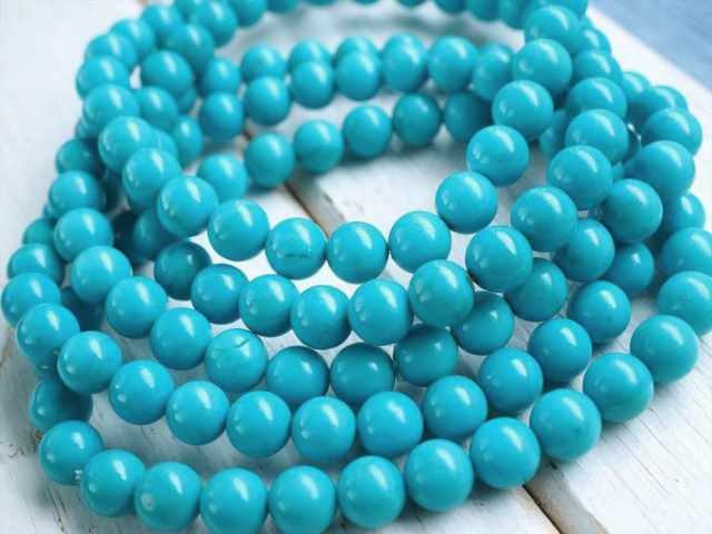 天然ターコイズ ブレスレット 約6mm×29珠前後 アリゾナの青い宝石 美品 旅のお守り 12月の誕生石 アリゾナ産