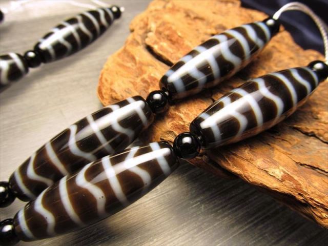 水紋天珠 連 天珠サイズ約37mm 一連5個付き 悪運浄化・幸運・財運をもたらす お買い得 天珠連販売