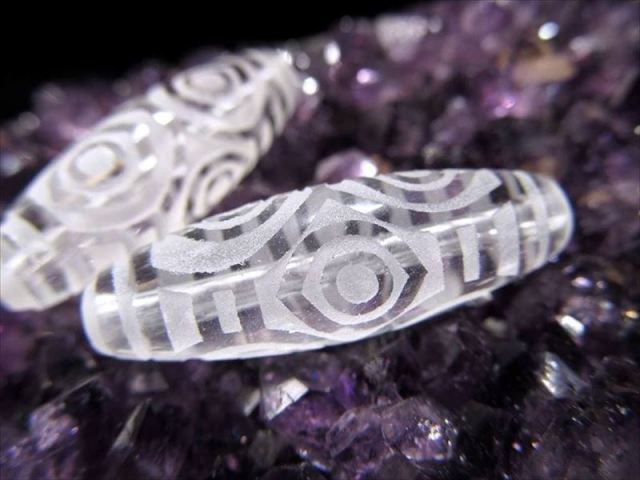 ミニサイズ水晶天珠 龍眼天珠 りゅうがんてんじゅ 最大長さ約28mm前後