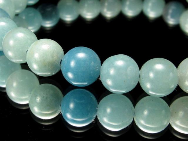 極少入荷 レアストーン スコルザライト トロレアイト・トロール石 ブレスレット 8mm-8.5mm×26珠 空のようなブルー 心の鎮静化・集中の石 一点物 ブラジル産