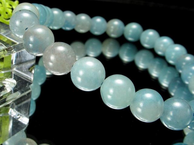 極少入荷 レアストーン スコルザライト トロレアイト・トロール石 ブレスレット 7.5mm-8mm×26珠 空のようなブルー 心の鎮静化・集中の石 一点物 ブラジル産