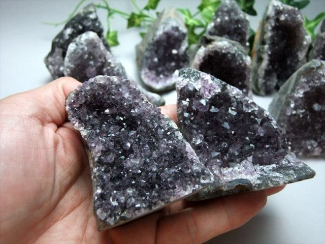 天然石 ボトリウム 5点セット アメジストクラスター+水晶さざれ300g+