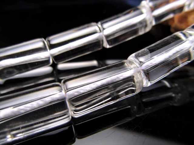 天然水晶 チューブ型 連 縦約14mm-16.5mm×幅約8mm 長さ約38-40cm 純粋