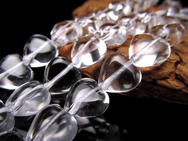 天然水晶 ハート型 連 幅約12mm 長さ約36-38cm 純粋と浄化を象徴する万能ストーン クリスタル ブラジル産