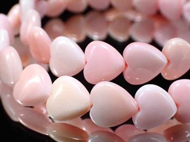 天然 クイーンコンクシェル ハート型 ブレスレット 幅約8mm 貝の女王