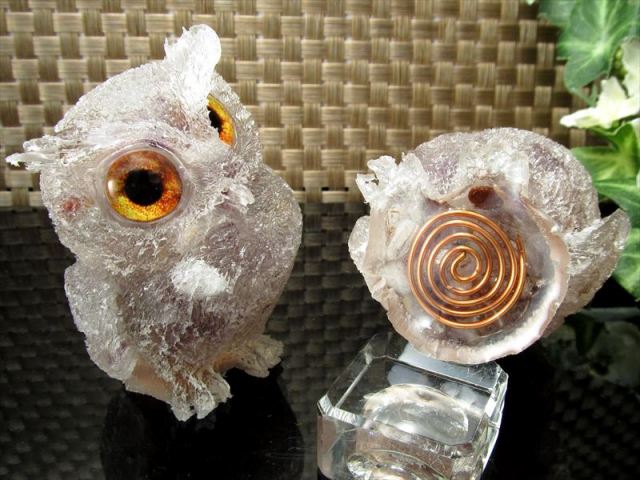 スーパーセブンサザレ入り フクロウ型 オルゴナイト 重さ約90g-100g 1