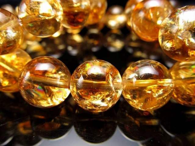 美麗アイリス レインボーシトリン 黄水晶 ブレスレット 8mm-8.5mm×23珠