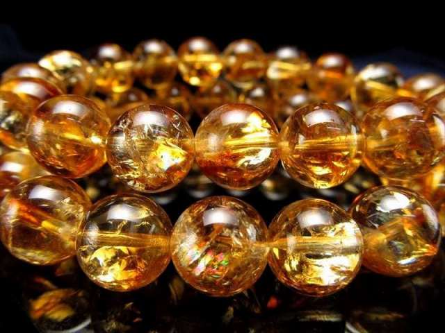 美麗アイリス レインボーシトリン 黄水晶 ブレスレット 8mm-8.5mm×23珠