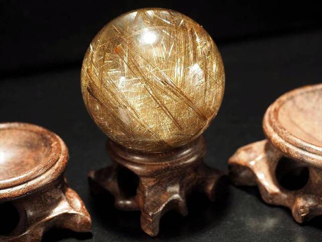 Lサイズ 丸玉用 木製台座 ブラウンカラー 円部分直径約50mm×高さ約22mm