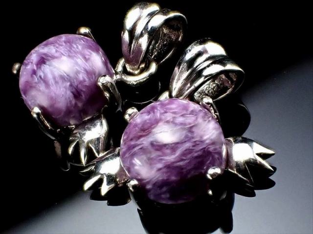 激安宣言 ラウンド型 チャロアイト チャロ石 エンジェル ペンダントトップ 石サイズ縦約8mm 1個売り 天使ペンダントトップ Silver925 ロシア産 geki-tensiA37