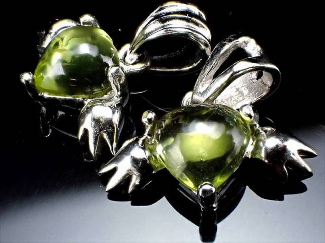 激安宣言 4A ペリドット エンジェル ペンダントトップ ハートタイプ 石サイズ縦約8.5mm 1個売りシルバー925 ミャンマー産 geki-tensiA5 pe-s