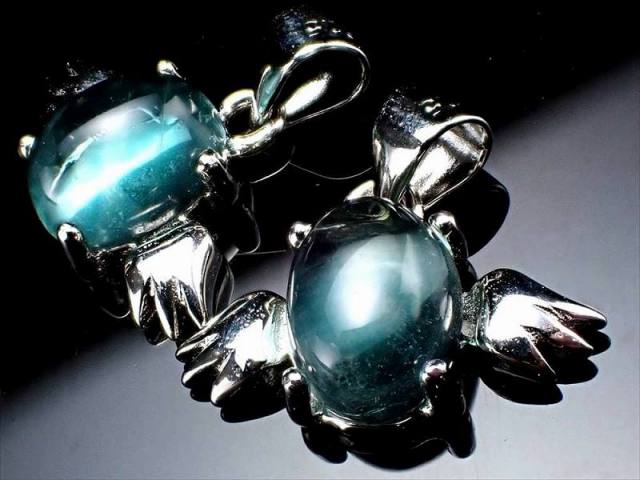 激安宣言 ブルーグリーンフローライト 蛍石 エンジェル ペンダントトップ 石サイズ縦約9mm 1個売り オーバル型 天使ペンダントトップ Silver925 アメリカ産