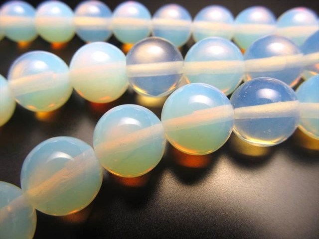 10mm珠 シンセティックオパール オパライト 一連 約37-40cm ホワイトタイプ 神秘的な輝き パワーストーン 天然石