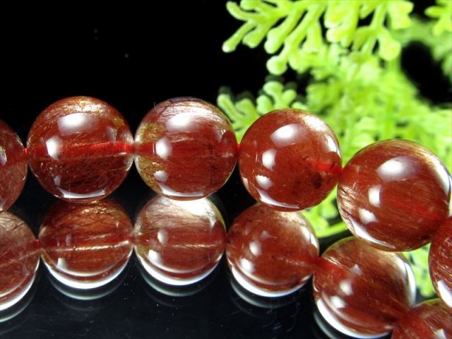 濃厚 4A レッドルチルクォーツ ブレスレット 10mm-10.5mm×19珠 透明赤