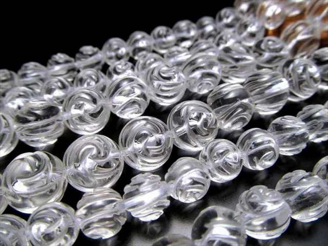 激安宣言 薔薇カット 約10mm珠 天然水晶(クリスタル) 一連 約37-39cm 