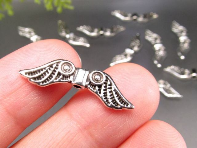 Aタイプ 天使の羽 アクセサリーパーツ 1セット10個入り 横23mm×縦7mm