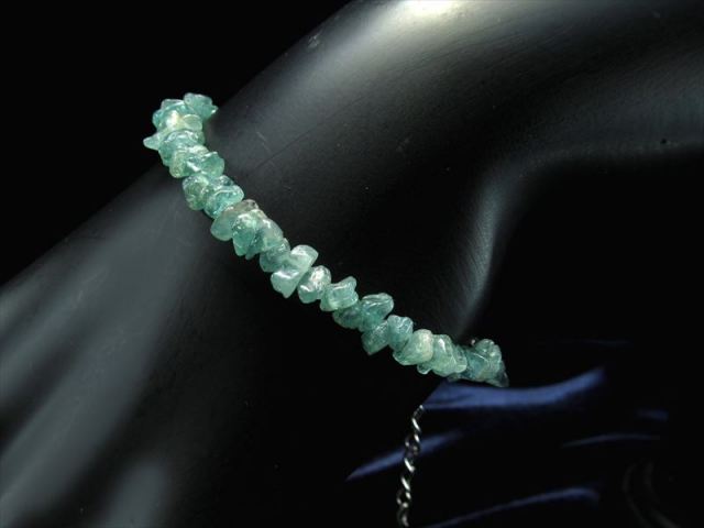 ブルーグリーントルマリン さざれ デザイン ブレスレット 粒サイズ約
