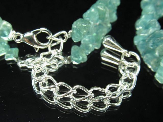 ブルーグリーントルマリン さざれ デザイン ブレスレット 粒サイズ約