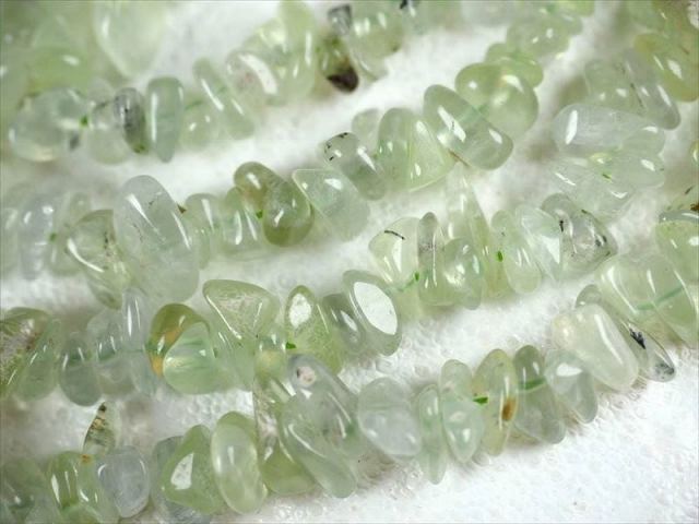 プレナイト さざれ連 約5mm-10mm 一連 約38cm-40cm マスカットカラー 