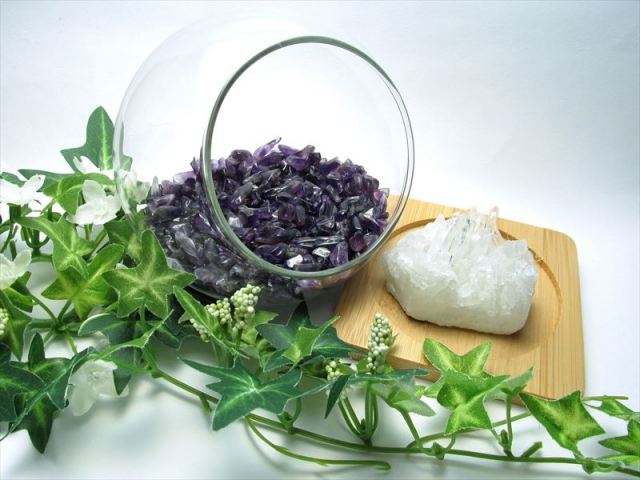 天然石 ボトリウム 5点セット 四川水晶クラスター+アメジストさざれ