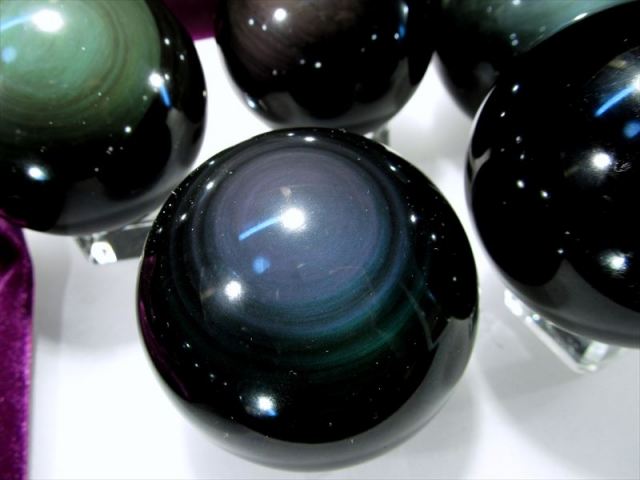 美麗4A【レインボー オブシディアン 丸玉】直径50mm-52mm 大人気丸玉 