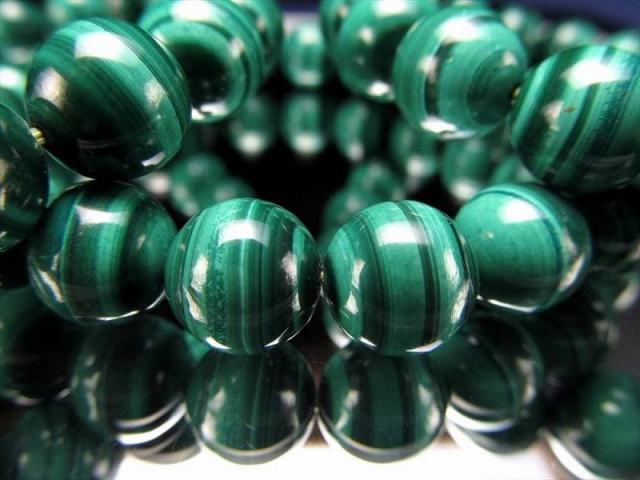 マラカイト 孔雀石 ブレスレット 約9.5mm-10mm×20珠前後 魔除け 邪気