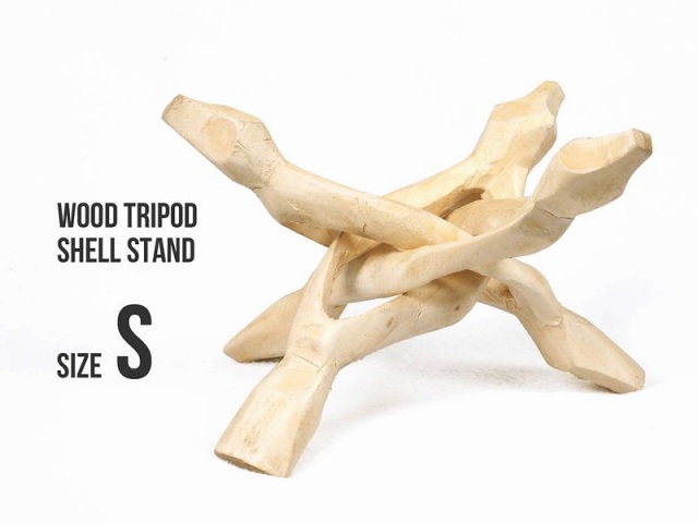 Sサイズ ウッドシェルスタンド トライポッド 長さ約10cm 木製折り畳み式三脚 木の質感を最大限に生かしたおしゃれ台座 折り畳み可能 パワーストーン 天然石