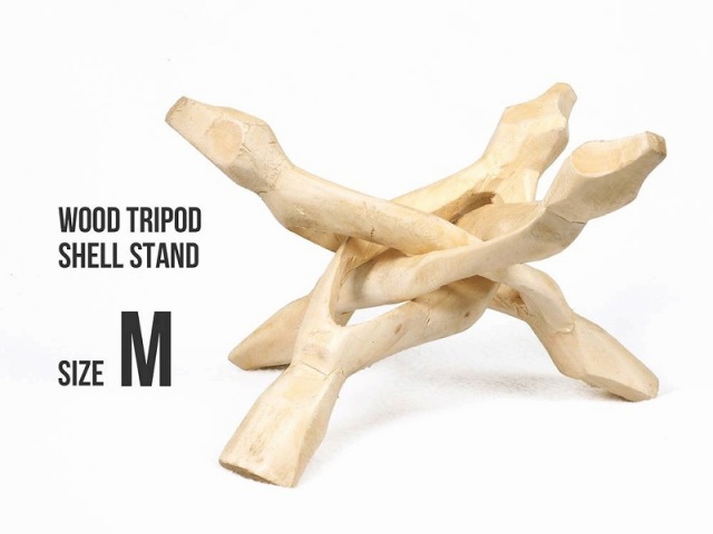 Mサイズ ウッドシェルスタンド トライポッド 長さ約15cm 木製折り畳み式三脚 木の質感を最大限に生かしたおしゃれ台座 折り畳み可能 パワーストーン 天然石