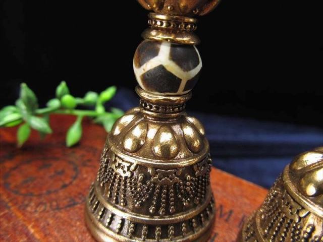 亀甲長寿天珠 金剛鈴 ガンター 縦約64mm 天珠×密教法具 厄除け