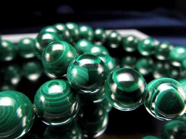 天眼マラカイト ブレスレット 12mm-13mm×16珠前後 希少 天眼模様入り