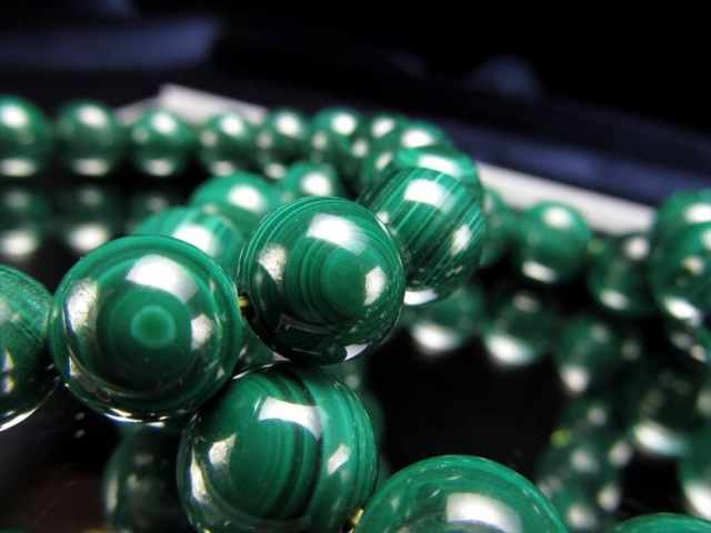 天眼マラカイト ブレスレット 12mm-13mm×16珠前後 希少 天眼模様入り